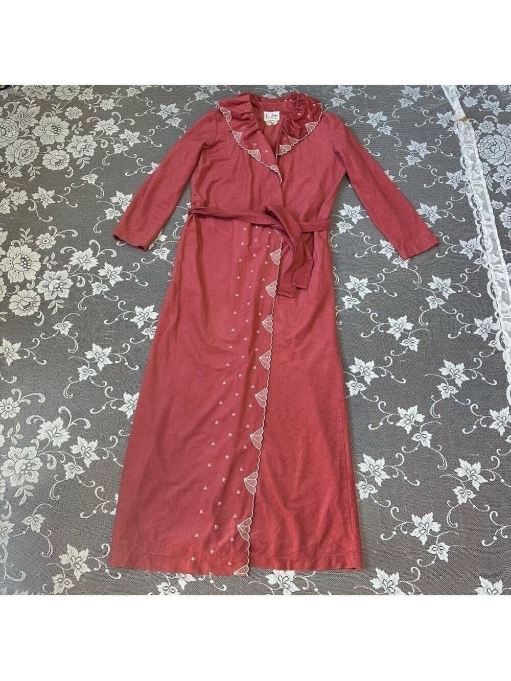 Vintage Diamond Tea Gown 70’s Embroidered Robe Sz Medium - Picture 10 of 15